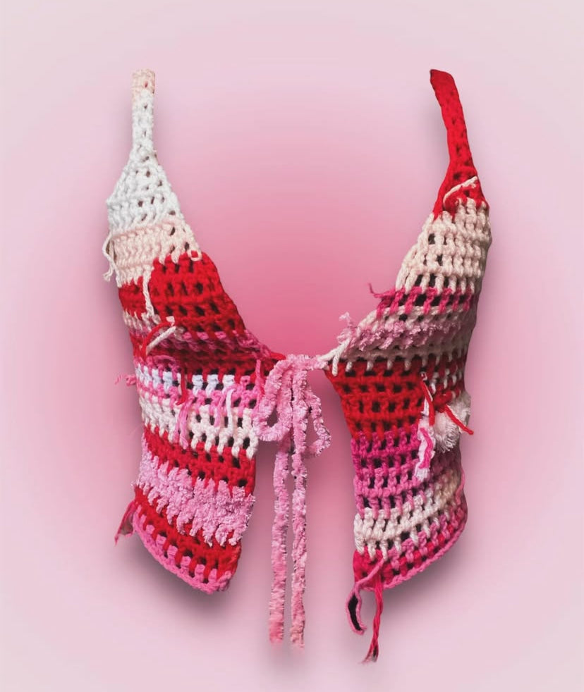 ☆ PINK “SCRAP-A-RELLI” MESH FRONT TIE TANK