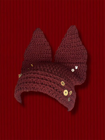 ⋆☕︎ ⋆✴︎˚｡⋆ MAROON BUTTON-BABY BEANIE ⋆☕︎ ⋆✴︎˚｡⋆