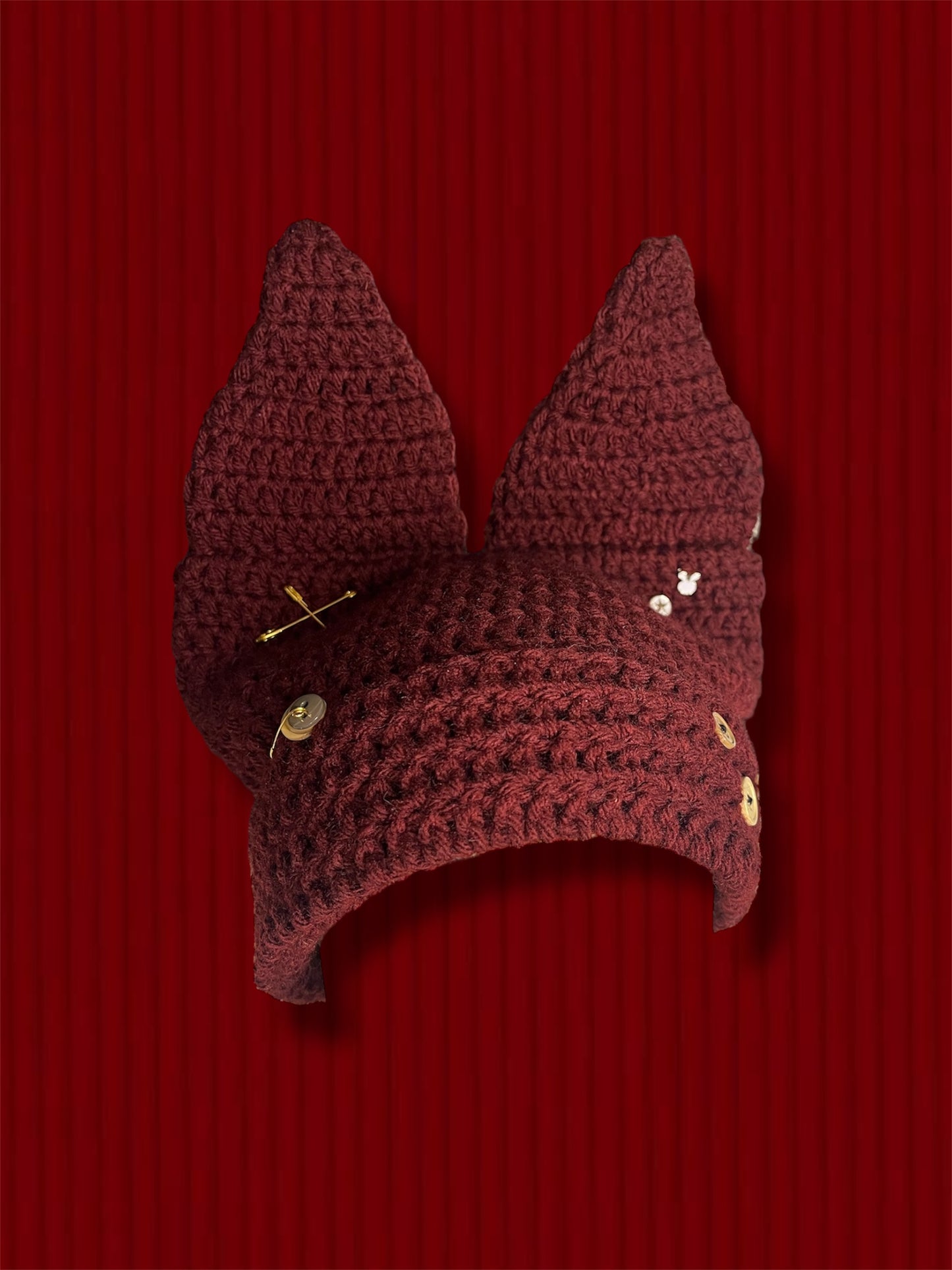 ⋆☕︎ ⋆✴︎˚｡⋆ MAROON BUTTON-BABY BEANIE ⋆☕︎ ⋆✴︎˚｡⋆