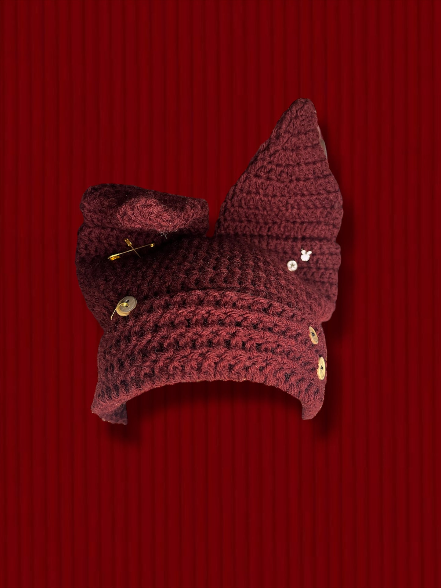 ⋆☕︎ ⋆✴︎˚｡⋆ MAROON BUTTON-BABY BEANIE ⋆☕︎ ⋆✴︎˚｡⋆