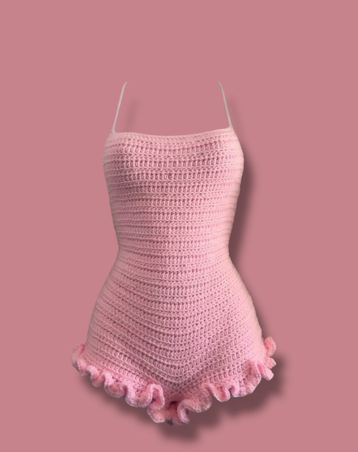 ☆ “HOTTIEZ” RUFFLE ONE-PIECE BACKLESS ROMPER